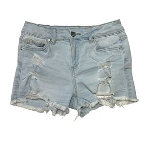 Vintage Blue Distressed Denim Shorts